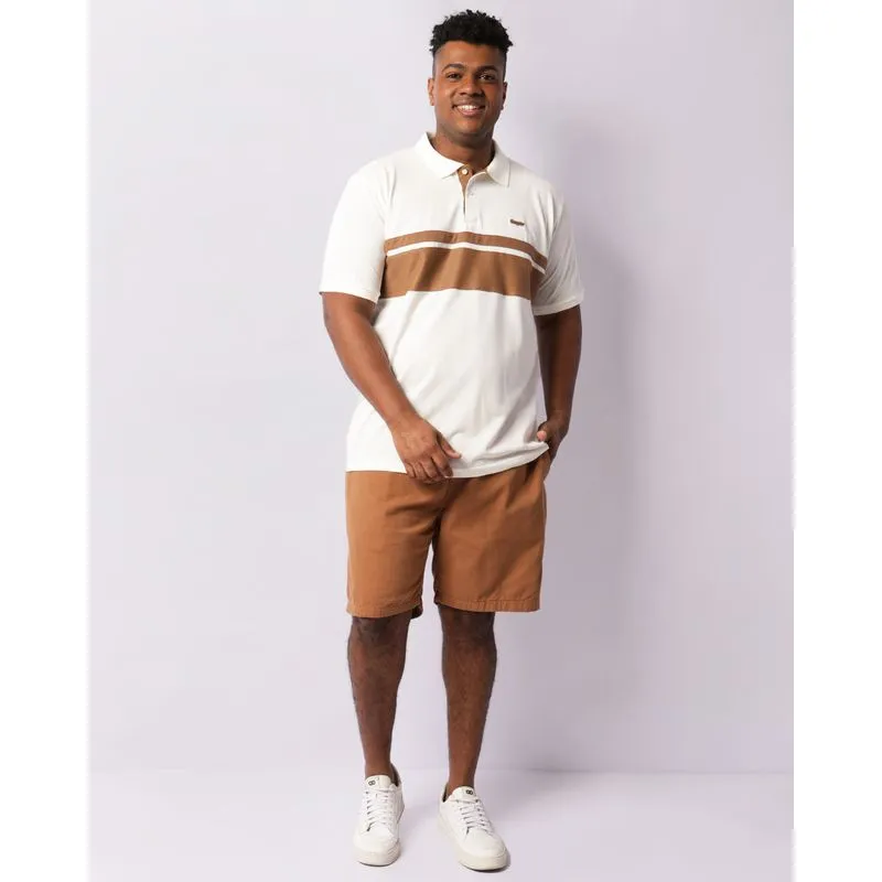 Bermuda Plus Size Masculina Sarja Reta Com Cordão Marrom G1