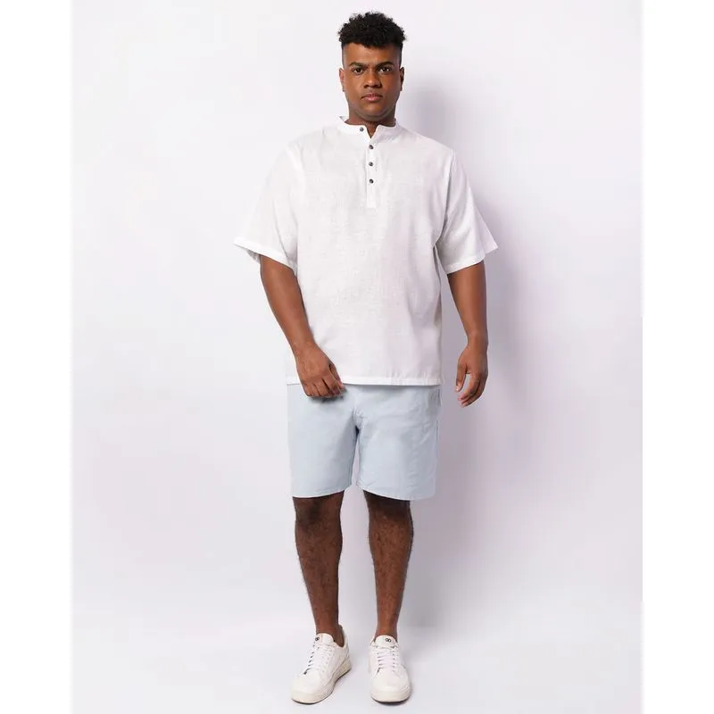 Bermuda Plus Size Masculina Sarja Reta Com Cordão Azul G3