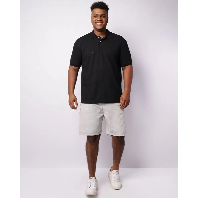 Bermuda Plus Size Masculina Sarja Reta Listrada Cinza G2