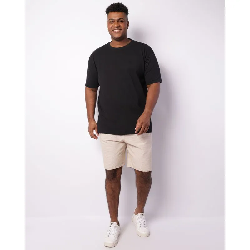 Bermuda Plus Size Masculina Sarja Reta Listrada Bege G3
