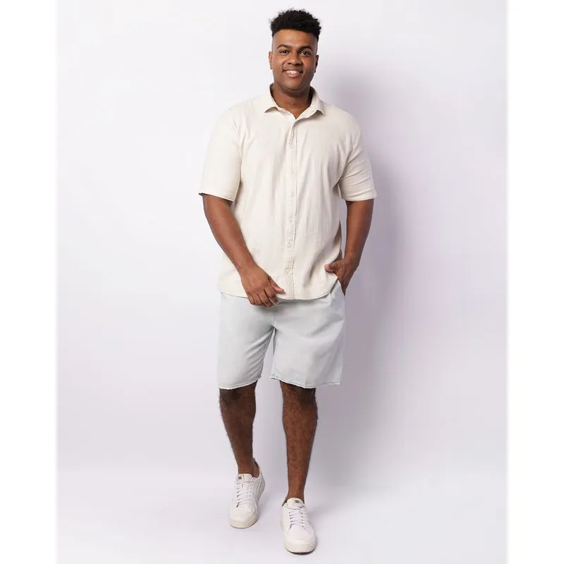 Bermuda Plus Size Masculina Sarja Listrada Com Cordão Azul G3