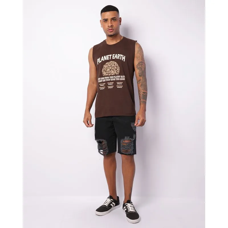 Bermuda Jeans Masculina Reta Vizzy Destroyed Preta 38