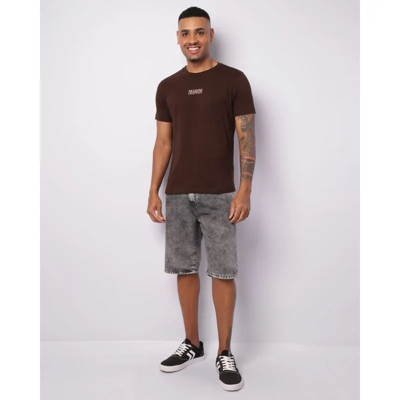 Bermuda Jeans Masculina Vizzy Reta Marmorizada Cinza 36