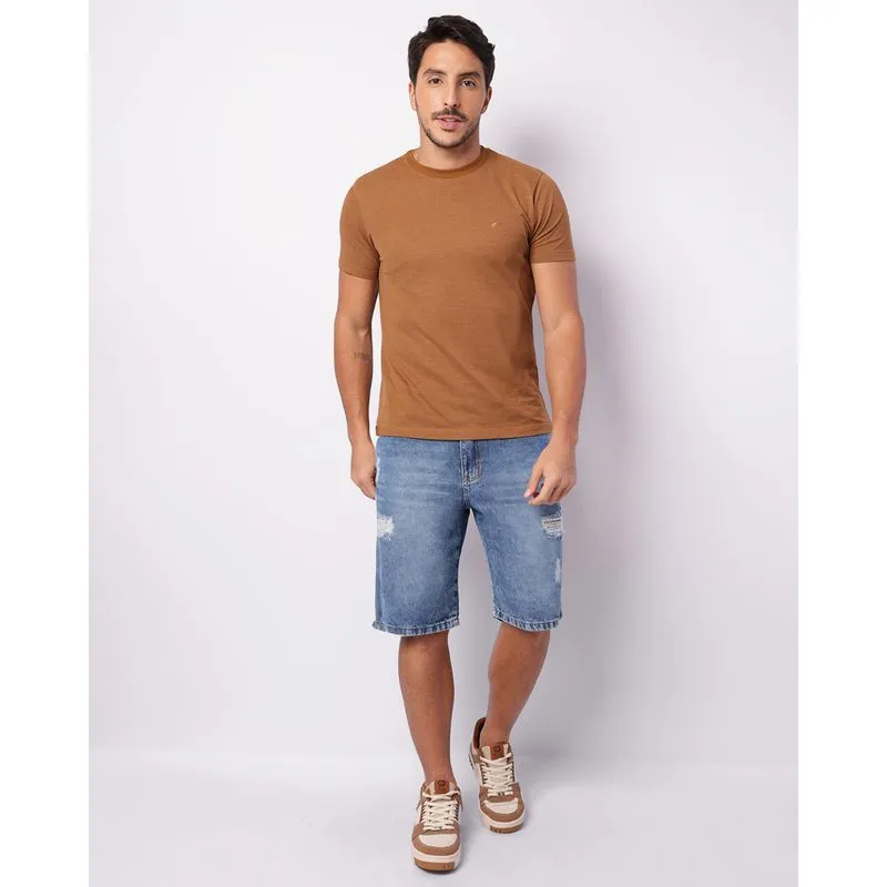 Bermuda Jeans Masculina Vizzy Reta Destroyed Azul 36