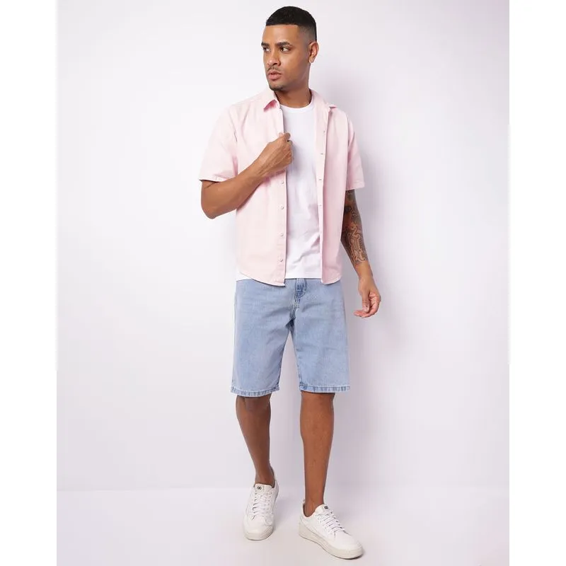 Bermuda Jeans Masculina Reta Vizzy com Bolsos Azul 42