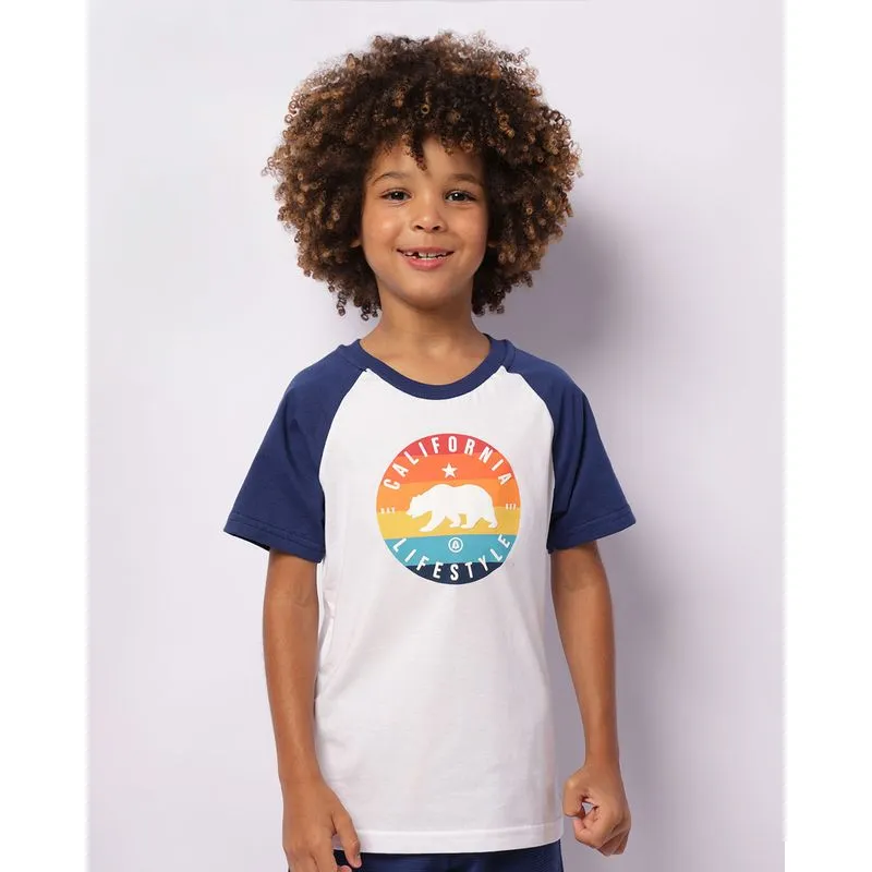 Camiseta Infantil Estampa Califórnia Manga Curta Branca 10