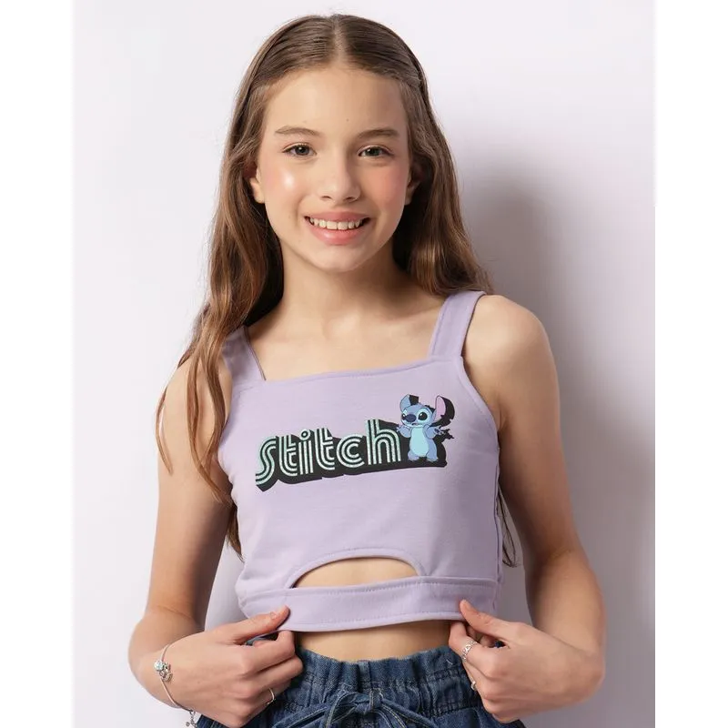 Regata Juvenil Cropped Disney Stitch Moletinho Lilás 10