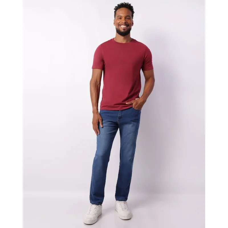 Calça Jeans Masculina Slim Com Bolsos Azul 46