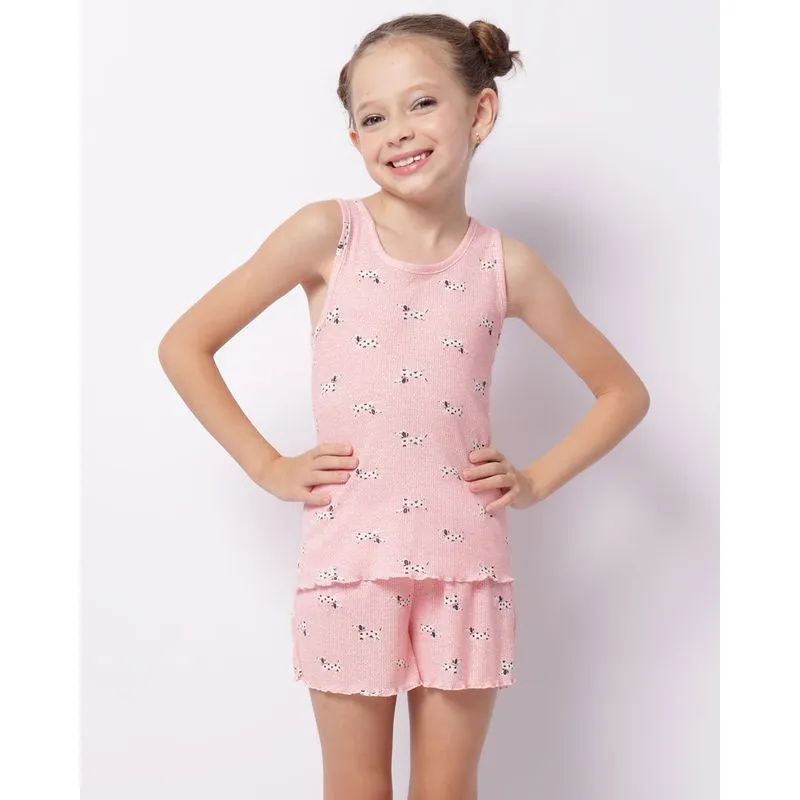 Pijama Infantil Regata Estampa Cachorrinhos Rosa 8