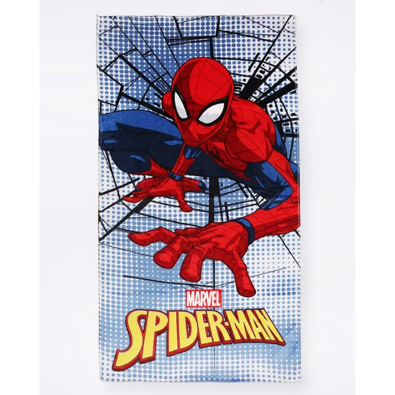 Toalha De Banho Infantil Veludo Marvel Homem Aranha Azul UN