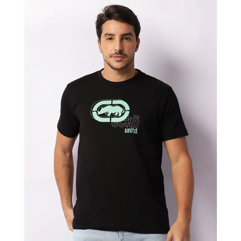 Camiseta Masculina Ecko Unlimited Manga Curta Preta GG
