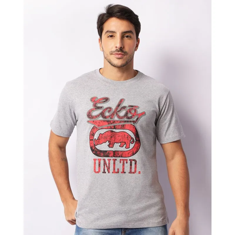 Camiseta Masculina Ecko Unlimited Manga Curta Mesclada Cinza M