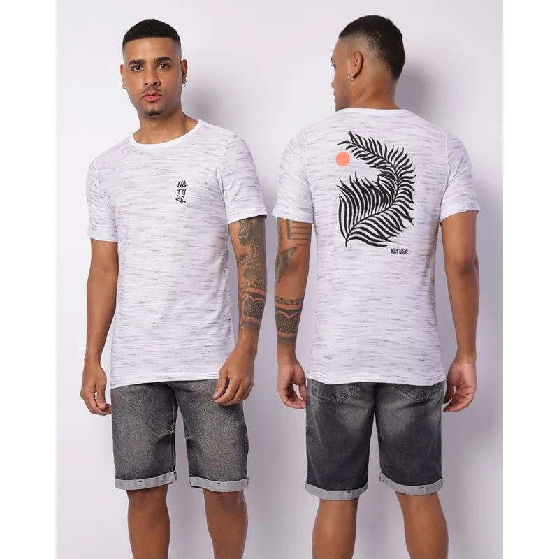 Camiseta Masculina Flame Estampa Folhagem Manga Curta Branca G