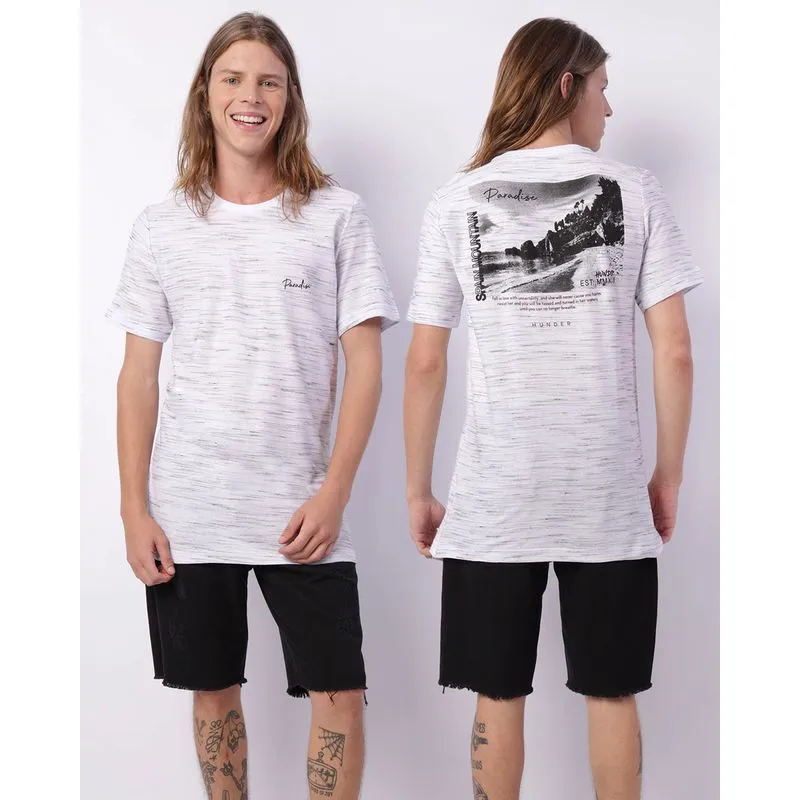 Camiseta Masculina Texturizada Mesclada Manga Curta Branca M