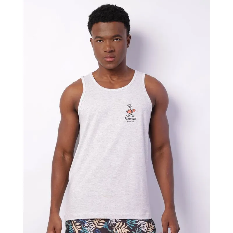 Regata Masculina Estampa Frontal Cinza P