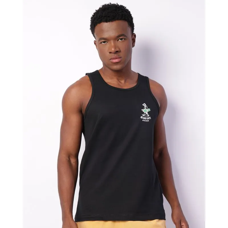 Regata Masculina Surf Estampa Frontal Preta G