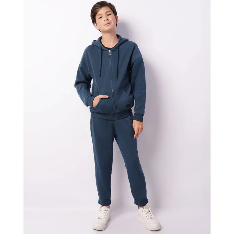 Calça Moletom Juvenil Jogger Peluciada Azul 16