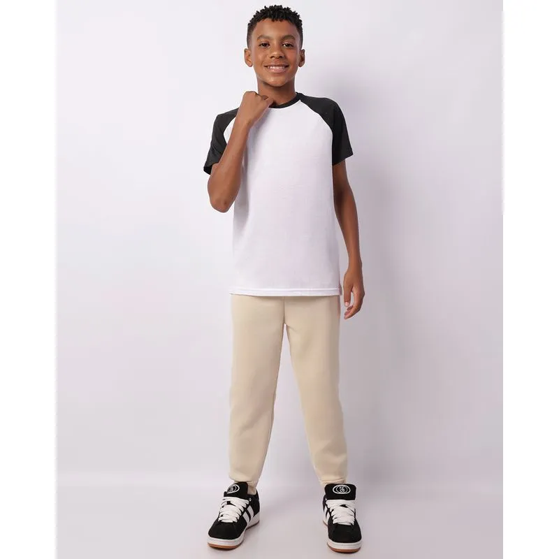 Calça Moletom Juvenil Com Cordão Bege 10