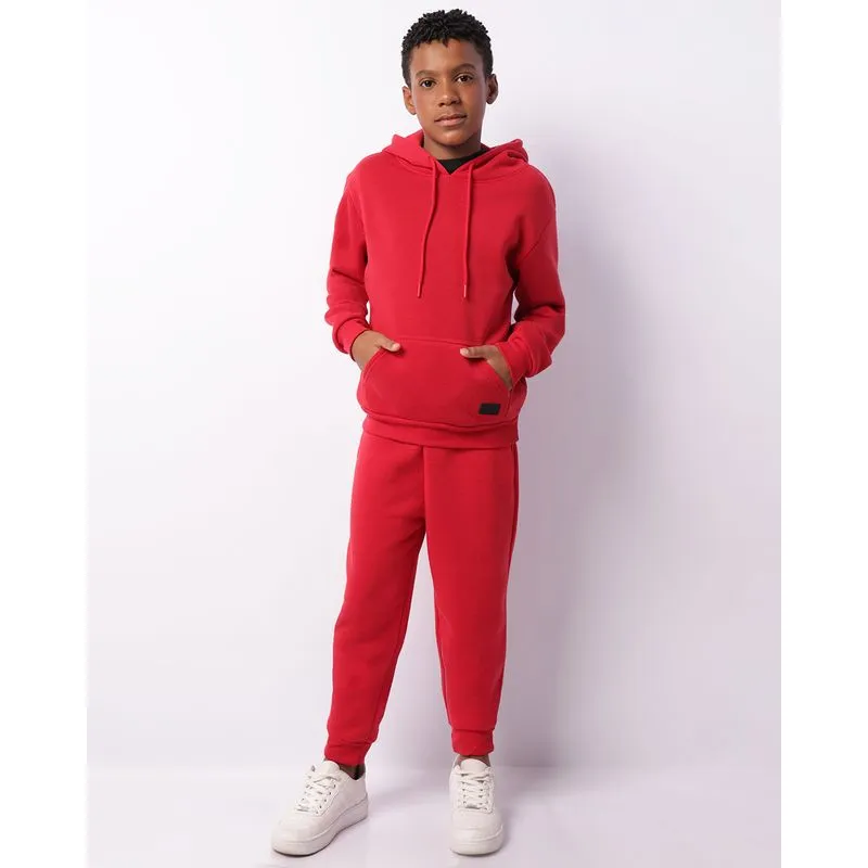 Calça Moletom Juvenil Jogger Peluciada Vermelha 10