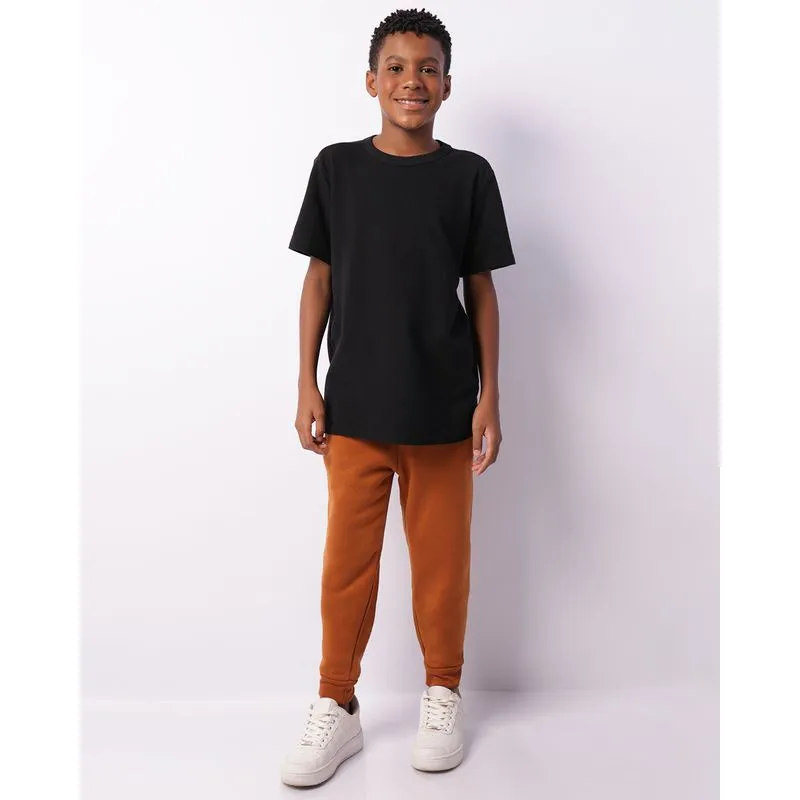 Calça Moletom Juvenil Jogger Peluciada Marrom 12