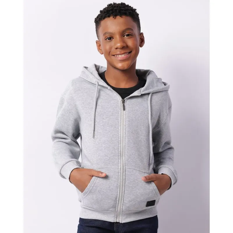 Jaqueta Moletom Juvenil Peluciada Capuz Cinza 14