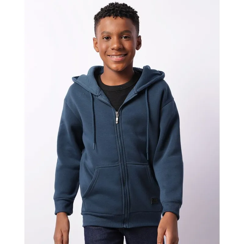 Jaqueta Moletom Juvenil Peluciada Capuz Azul 16