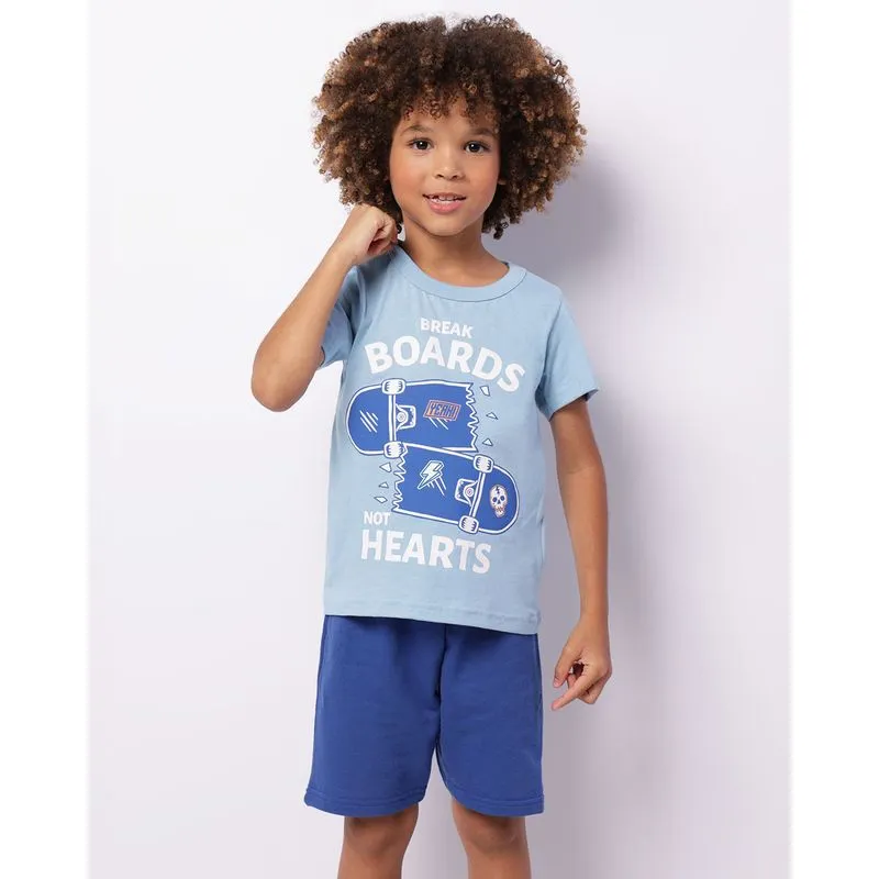 Conjunto Infantil Curto Estampa Skate Azul 8