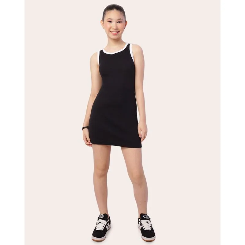 Vestido Juvenil Curto Canelado Preto 14