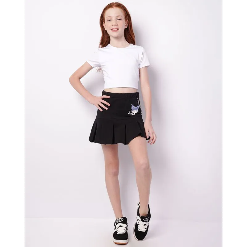 Saia Juvenil Curta Plissada Moletinho Sanrio Kuromi Preta 10