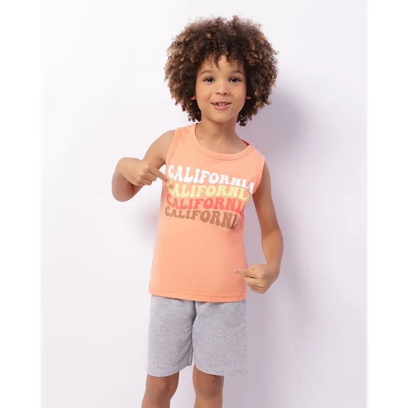 Conjunto Infantil Curto Estampa Frontal Laranja 4