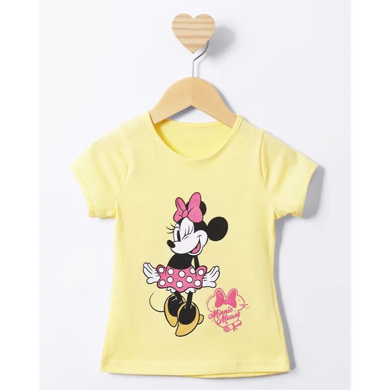 Camiseta Bebê Manga Curta Disney Minnie Amarela 1