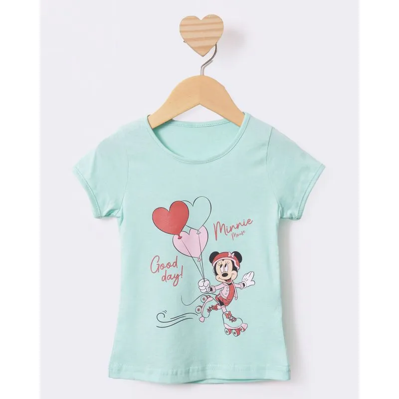 Camiseta Bebê Algodão Disney Estampa Minnie Verde 1