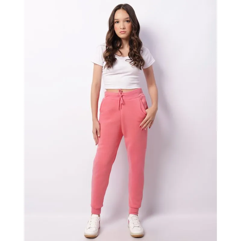 Calça Moletom Juvenil Com Cordão Jogger Rosa 16