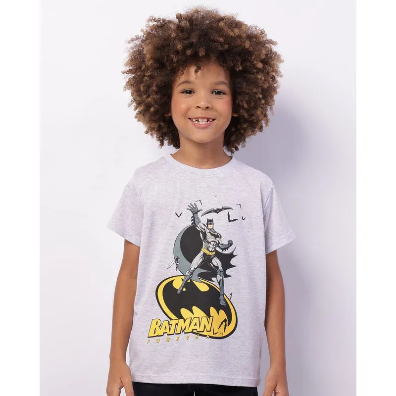 Camiseta Infantil Dc Comics Batman Manga Curta Cinza 8