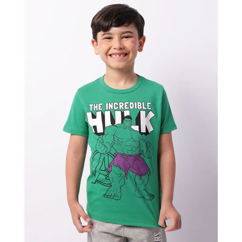 Camiseta Infantil Marvel Hulk Manga Curta Verde 4