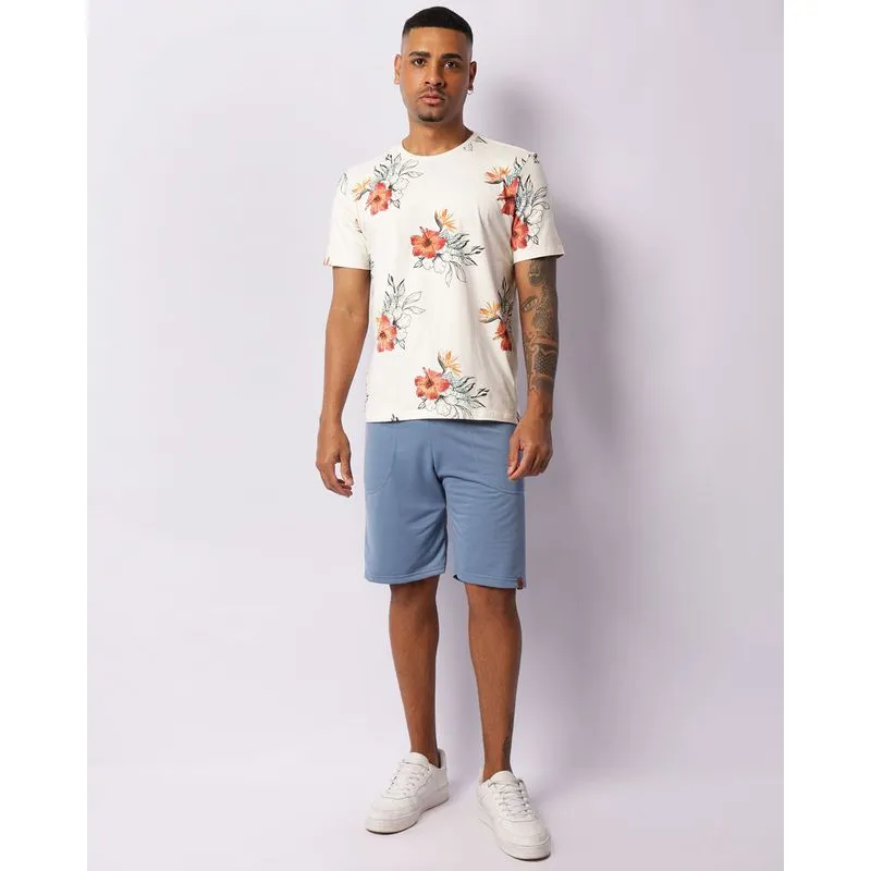 Bermuda Masculina Moletinho Reta Com Bolsos Azul M