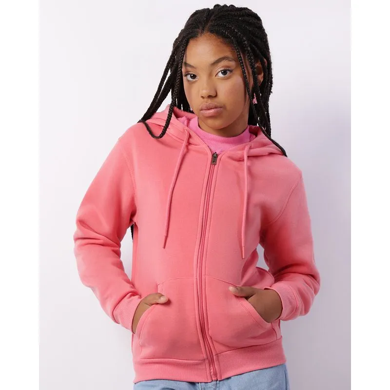 Jaqueta Moletom Juvenil Peluciada Capuz Rosa 14