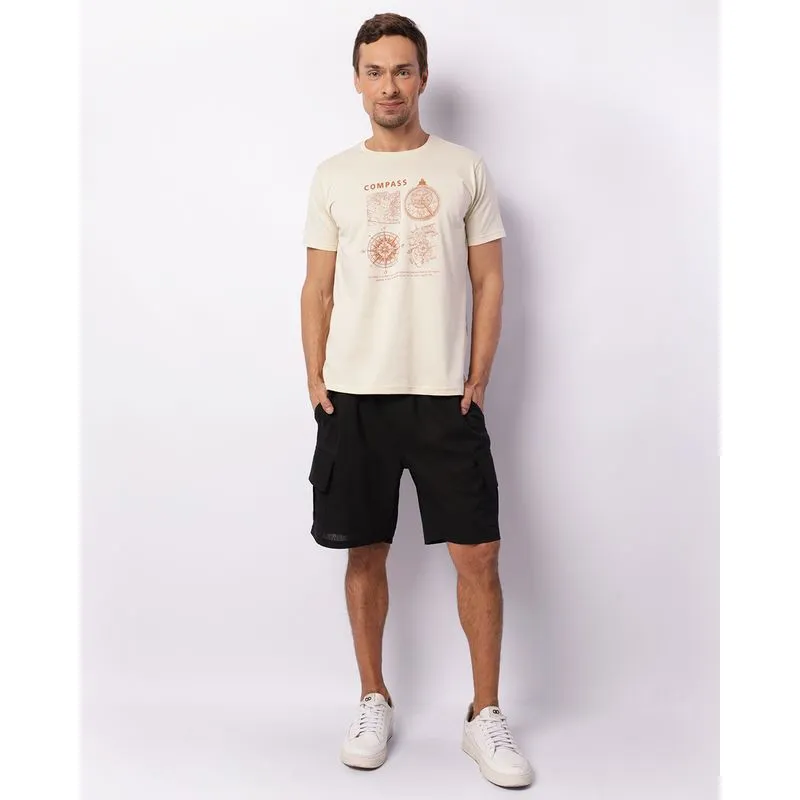 Bermuda Masculina Reta Bolso Cargo Preta M