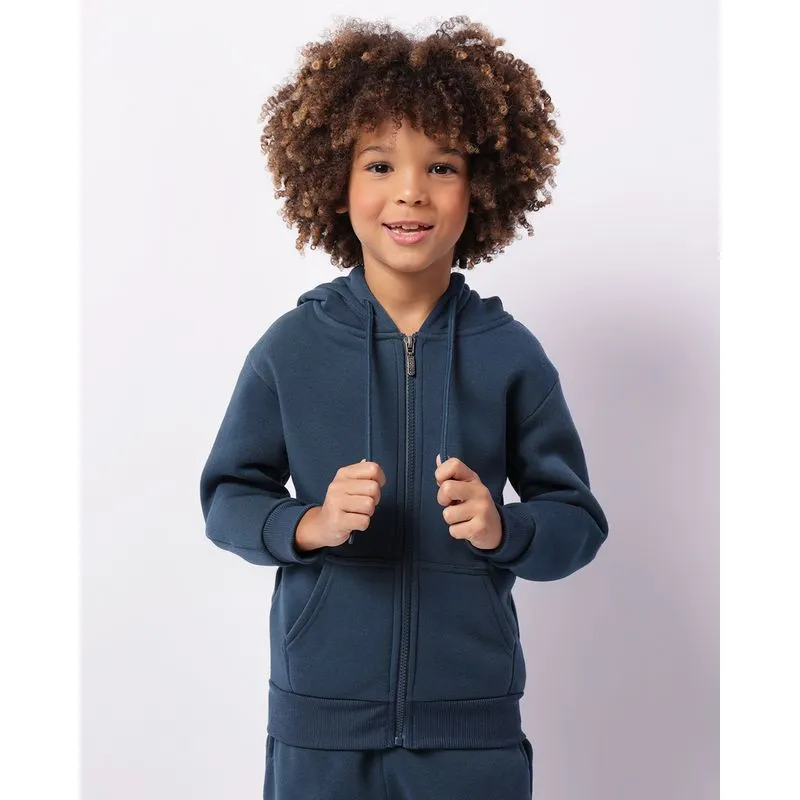 Jaqueta Moletom Infantil Peluciada Capuz Azul 8