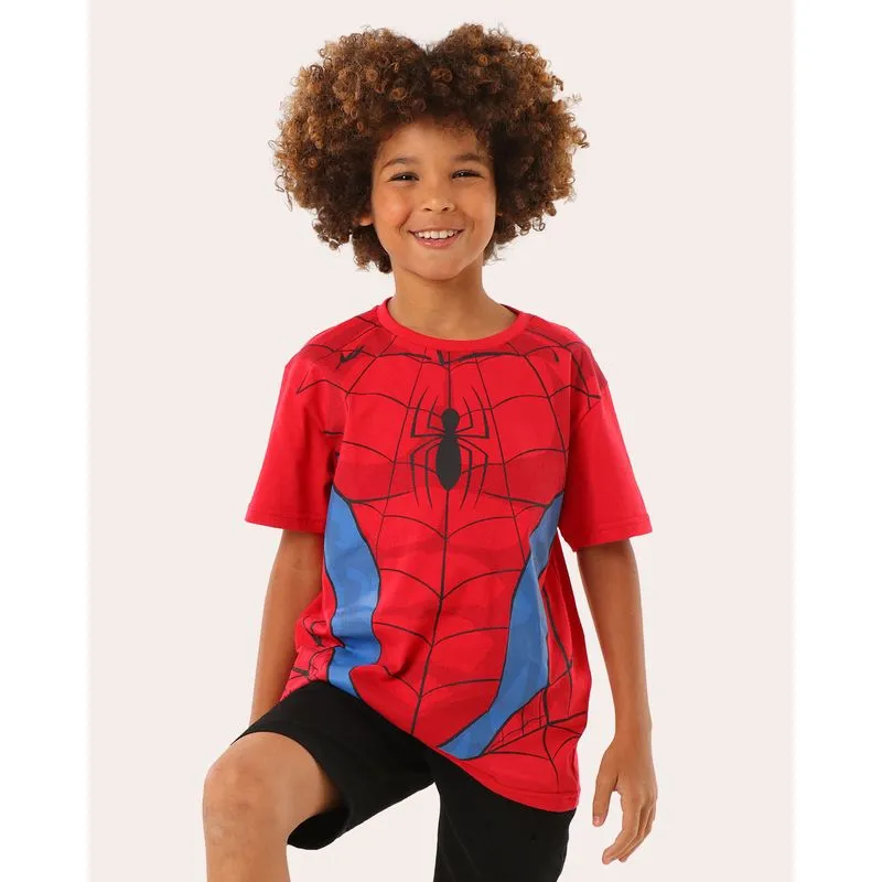 Camiseta Infantil Algodão Marvel Homem Aranha Vermelha 8