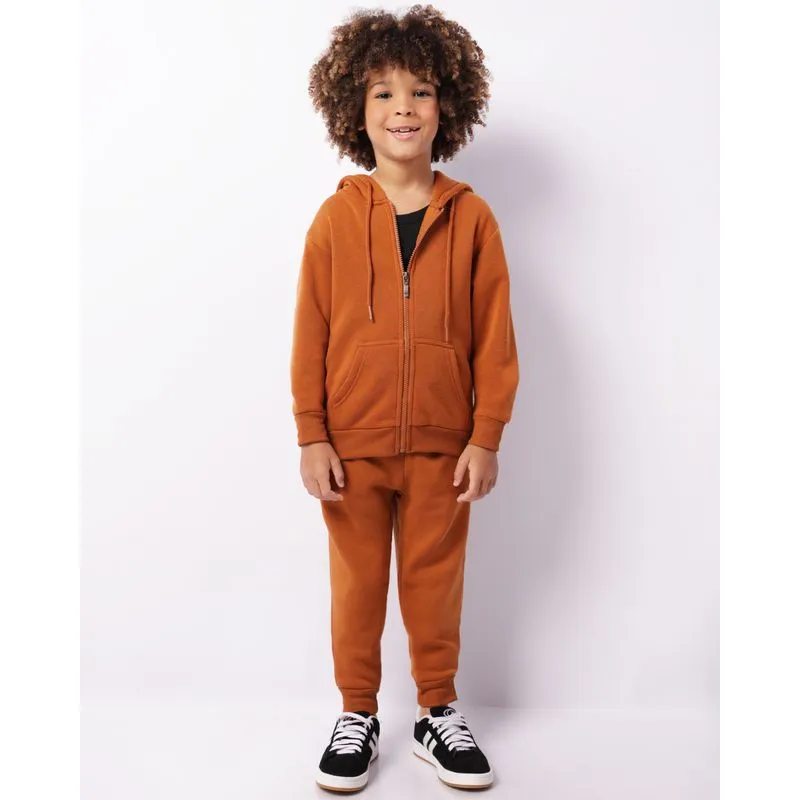 Calça Moletom Infantil Jogger Peluciada Marrom 4