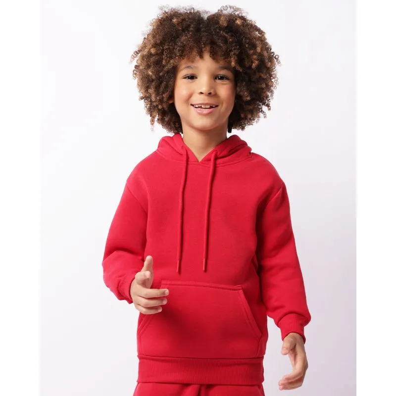 Blusão Moletom Infantil Com Capuz Bolso Canguru Vermelha 6