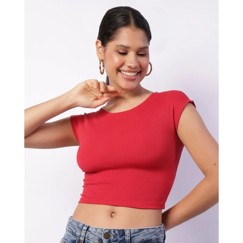 Blusa Feminina Cropped Canelada Vermelha P