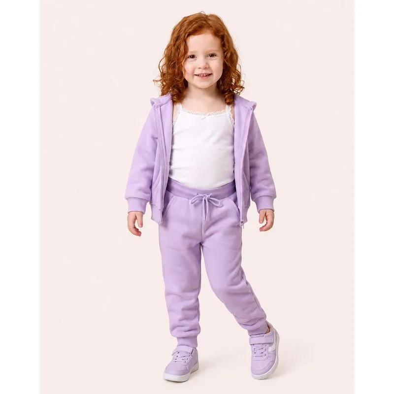 Calça Moletom Bebê Jogger Com Cordão Lilás 3