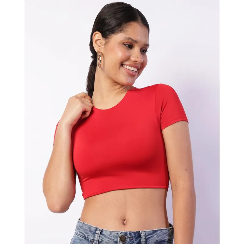 Blusa Feminina Cropped Suplex Manga Curta Vermelha G
