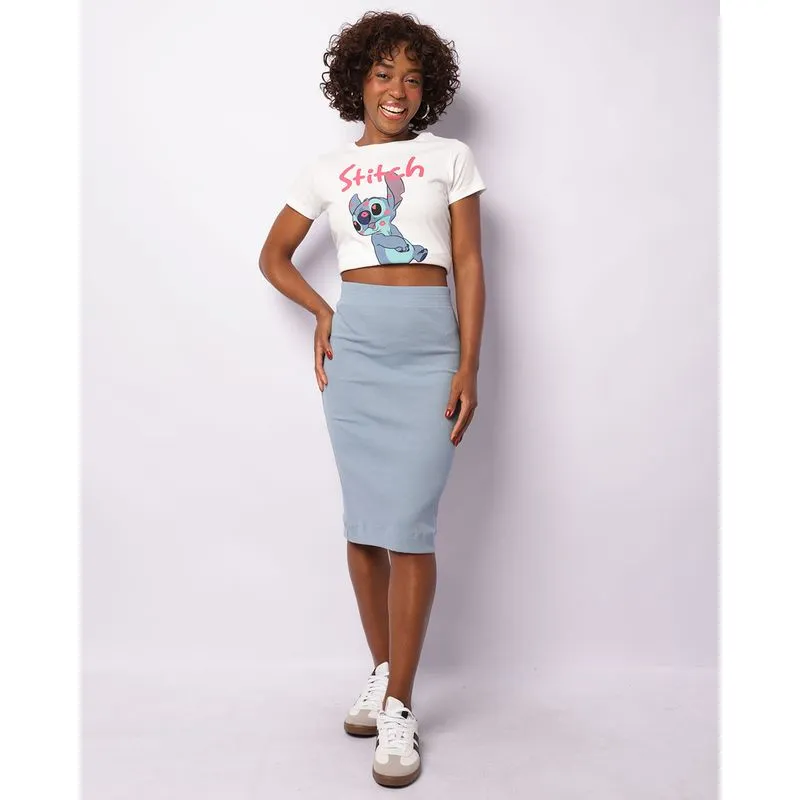 Saia Feminina Midi Canelada Azul G