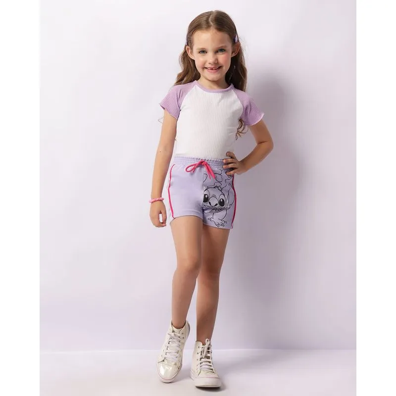 Short Infantil Disney Stitch Com Recortes Lilás 6