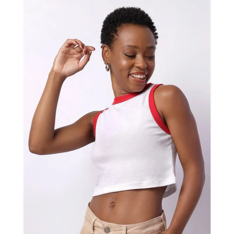 Regata Feminina Cropped Canelada Branca P