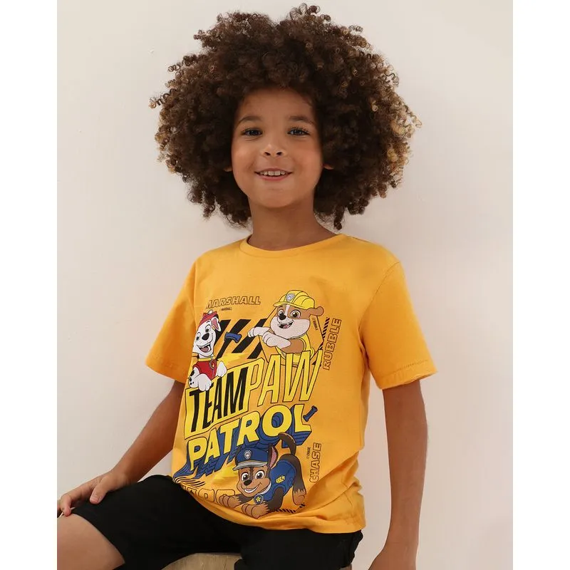 Camiseta Infantil Algodão Patrulha Canina Mostarda 8