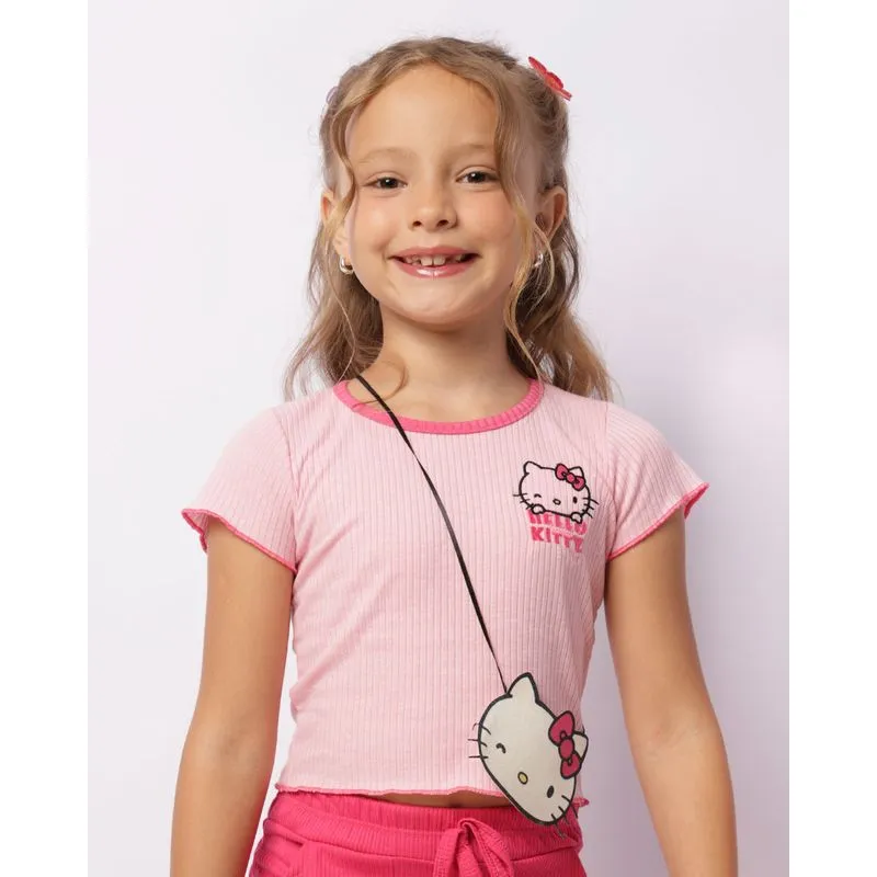 Blusa Infantil Ribana Hello Kitty + Brinde Bolsinha Rosa 6